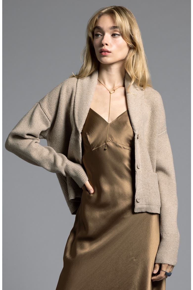 Candice Shawl Collar Cardigan, Alternate, color, GRAVEL