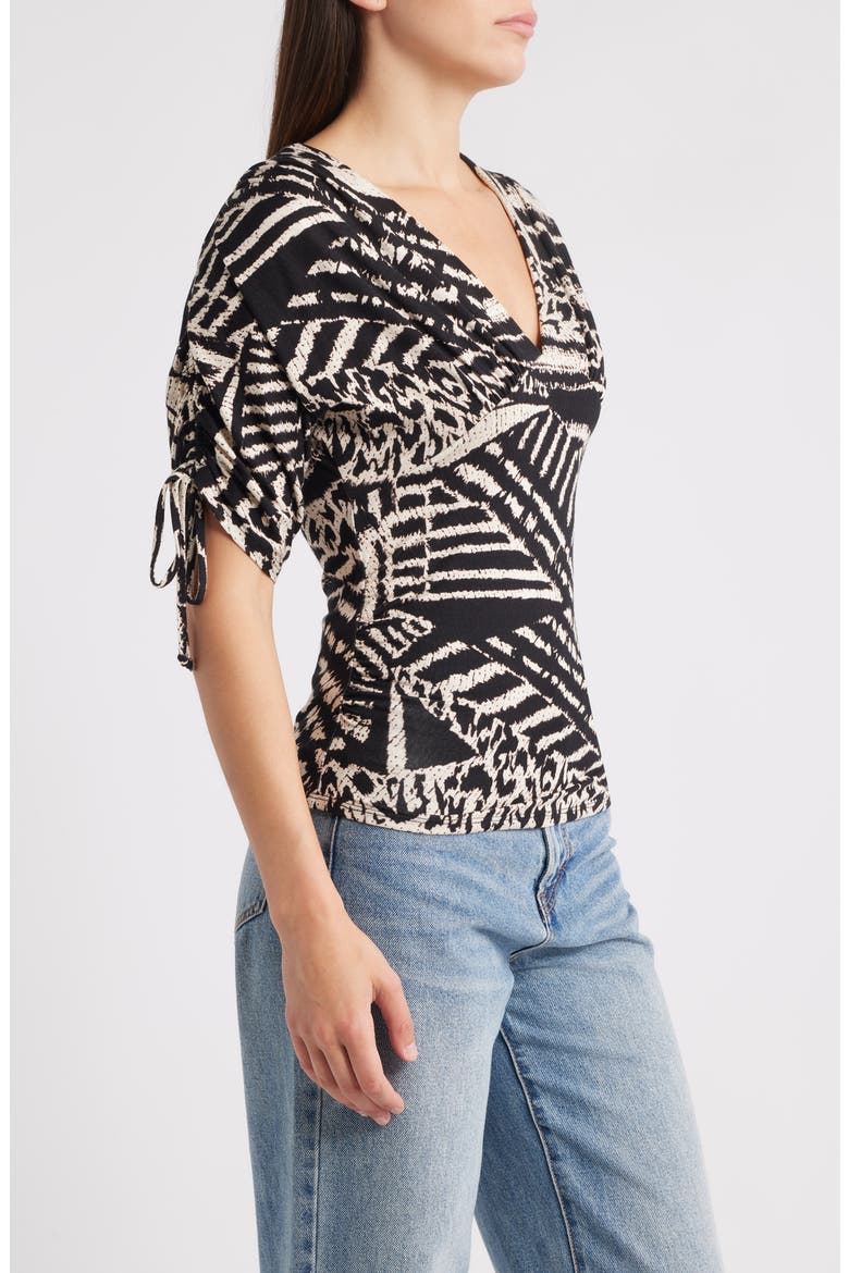 Animal Print Empire Waist Jersey Top, Alternate, color, BROWN