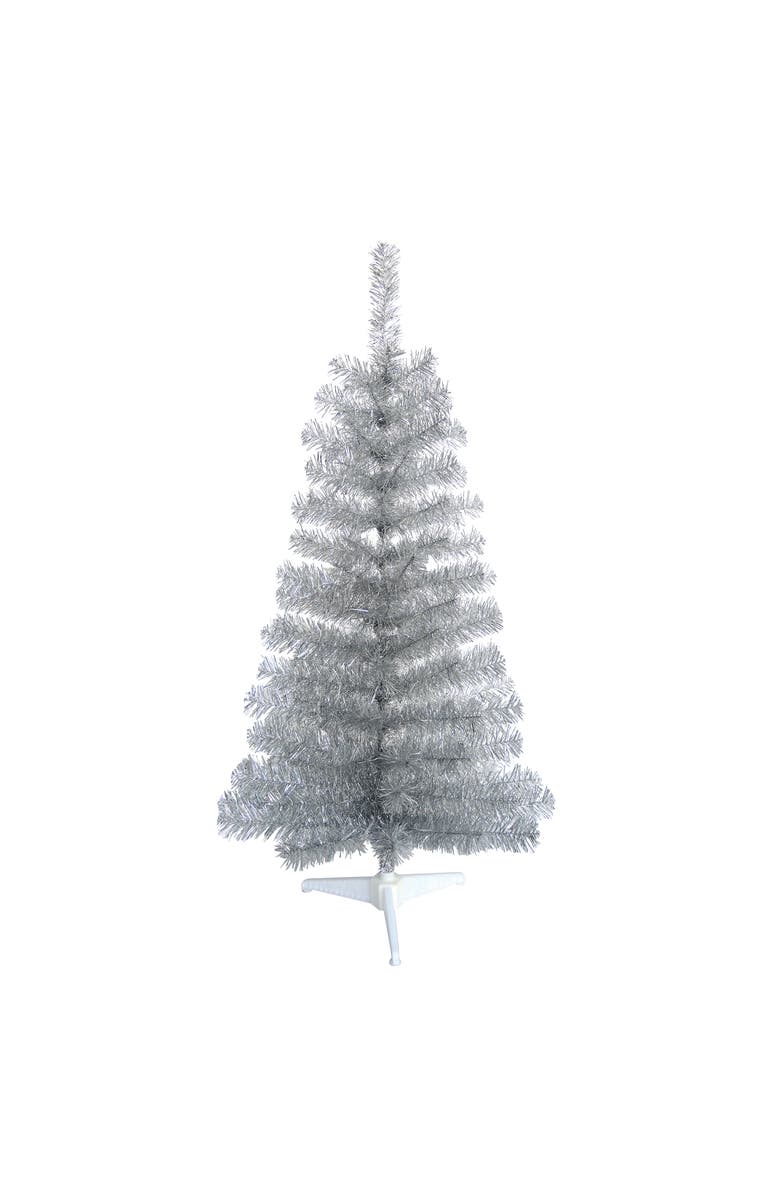 Transpac Large Silver Tinsel Mini Christmas Tree for Holiday Decor, Main, color, Silver