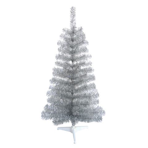Large Silver Tinsel Mini Christmas Tree for Holiday Decor