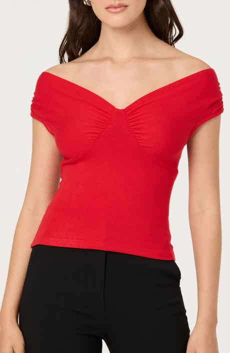 ASTR the Label Ruched Off the Shoulder Top