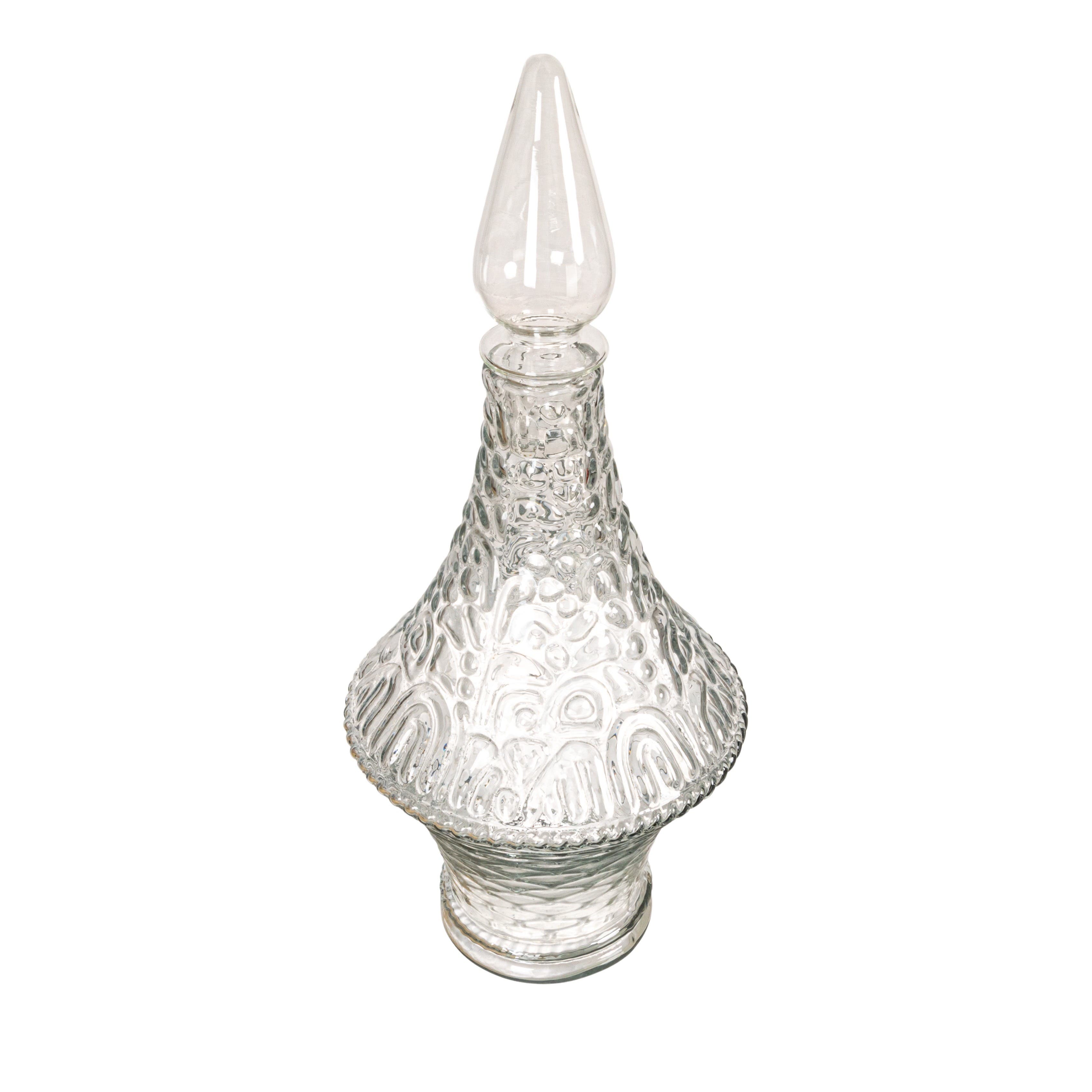 Storied Home 2-quart Embossed Glass Decanter With Glass Stopper, Clear In Transparent