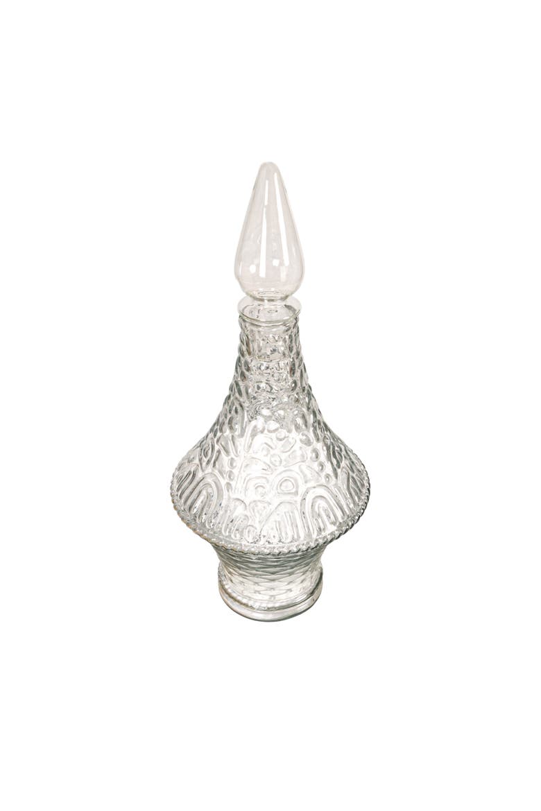 2-Quart Embossed Glass Decanter with Glass Stopper, Clear, Main, color, Clear