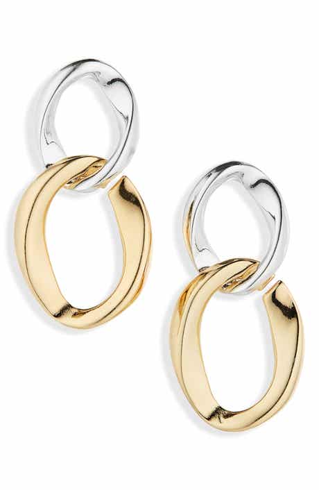 Cara Two-Tone Double Loop Drop Earrings