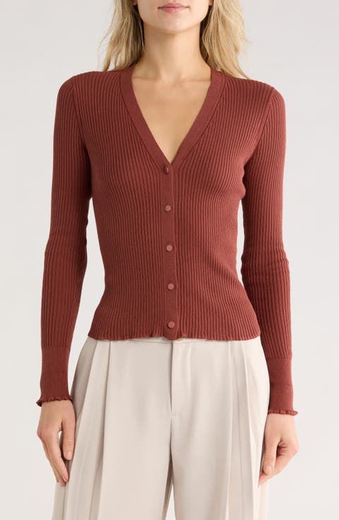 Ribbed Button Front Cardigan