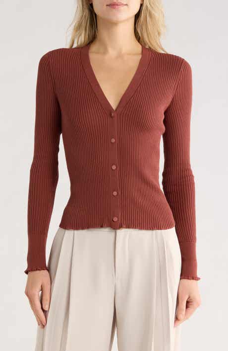 Vince Ribbed Button Front Cardigan