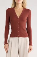 Vince Ribbed Button Front Cardigan