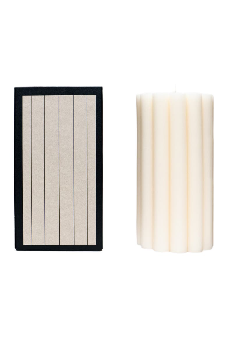 Floral Pillar Candle, Alternate, color, White