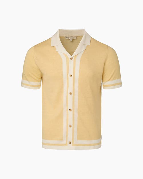 Onia Linen Knit Camp Shirt In Sunshine/white
