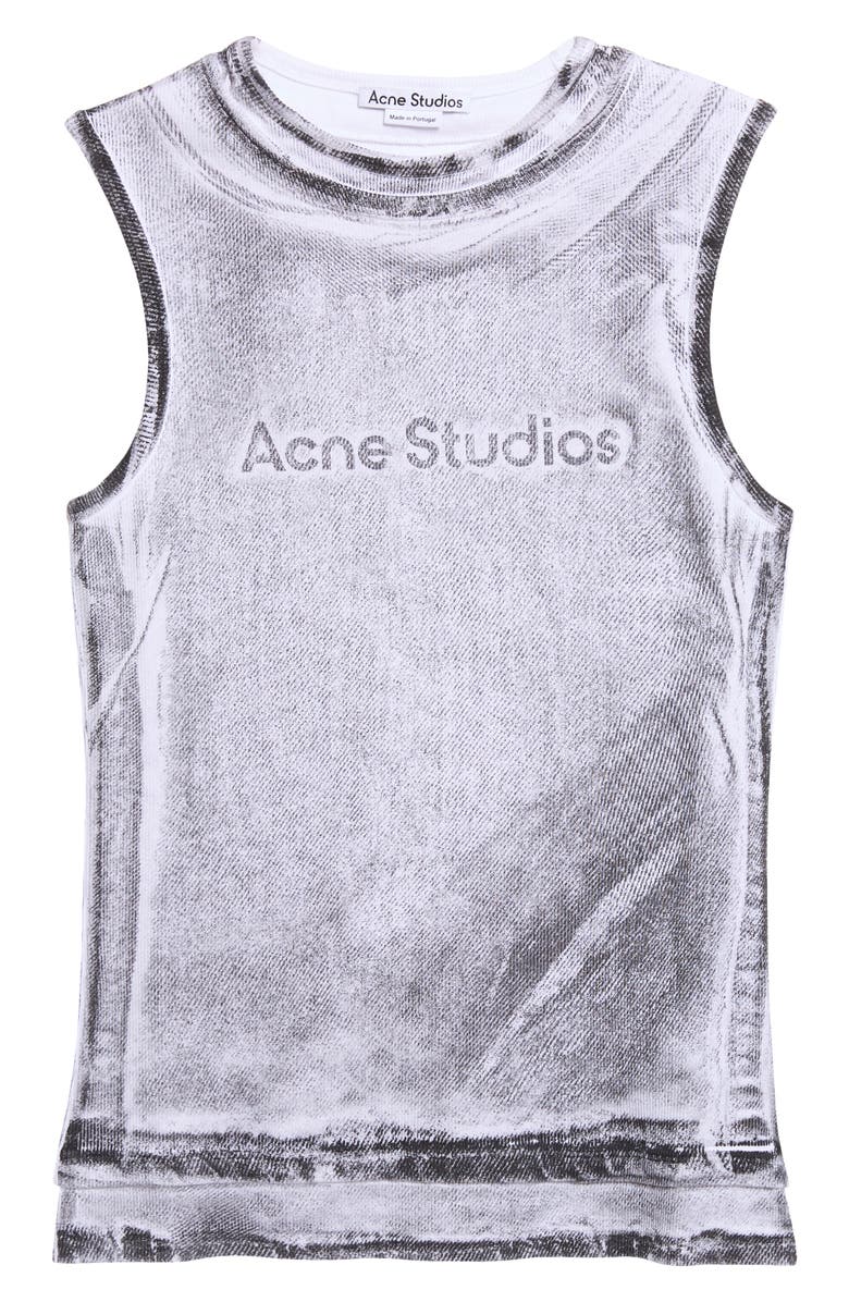 Acne Studios Elgie Midsummer Layered Logo Tank, Main, color, Black/ White