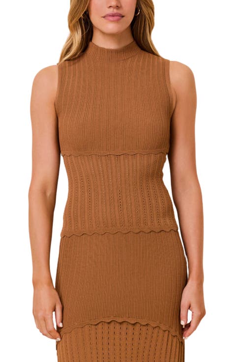 Amara Mock Neck Pointelle Knit Top