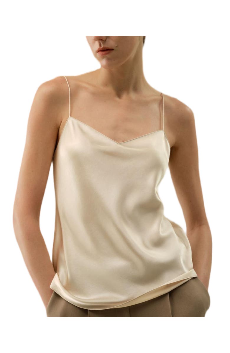 Lilysilk Chic Minimal Silk Cami, Main, color, Gravel Gold