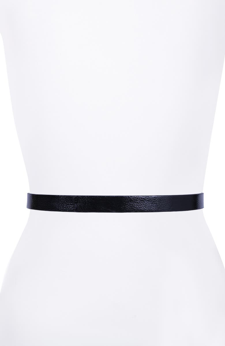 AllSaints Logo Stud Leather Belt, Alternate, color,