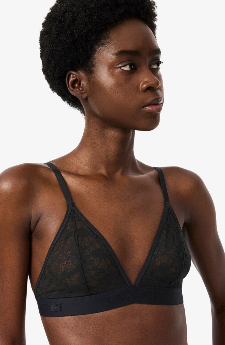 Lacoste Wireless Lace Bra, Alternate, color, Black