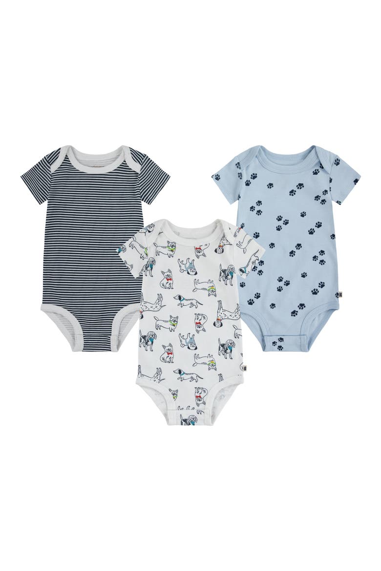 Assorted 3-Pack Organic Cotton Bodysuits, Main, color, 001WHITE