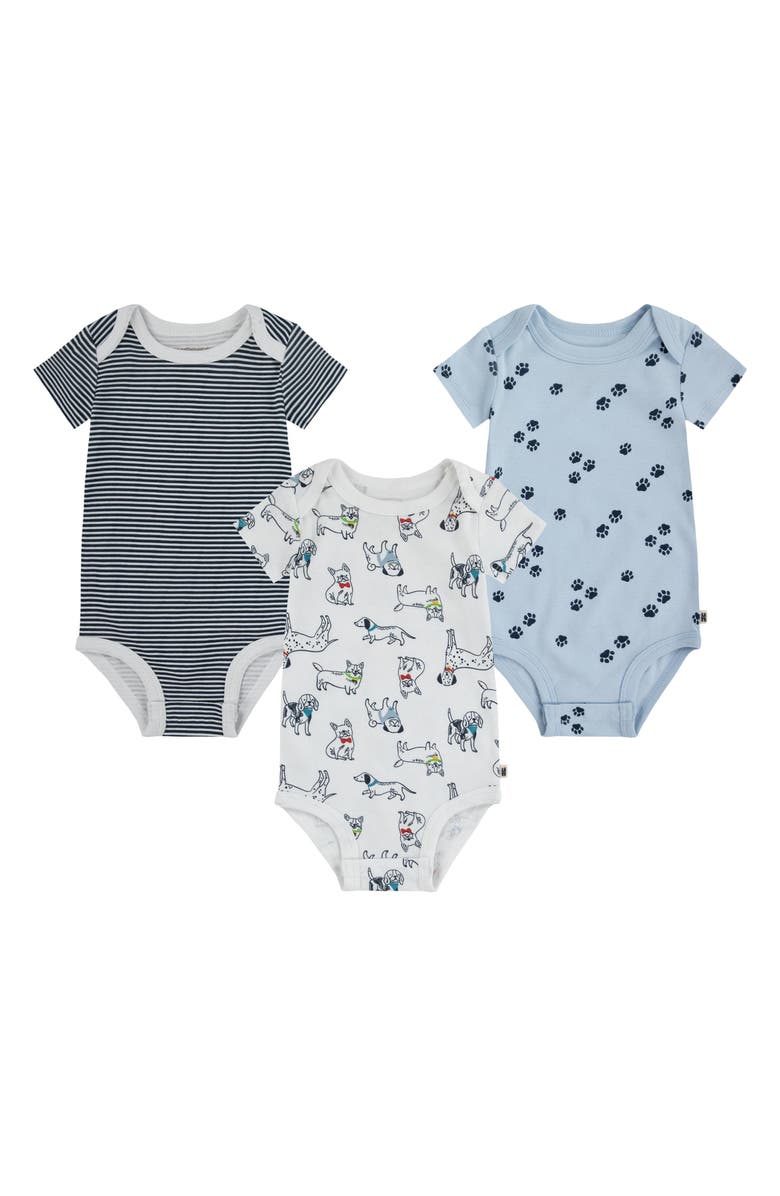 Huggies Assorted 3-Pack Organic Cotton Bodysuits, Main, color, 001White
