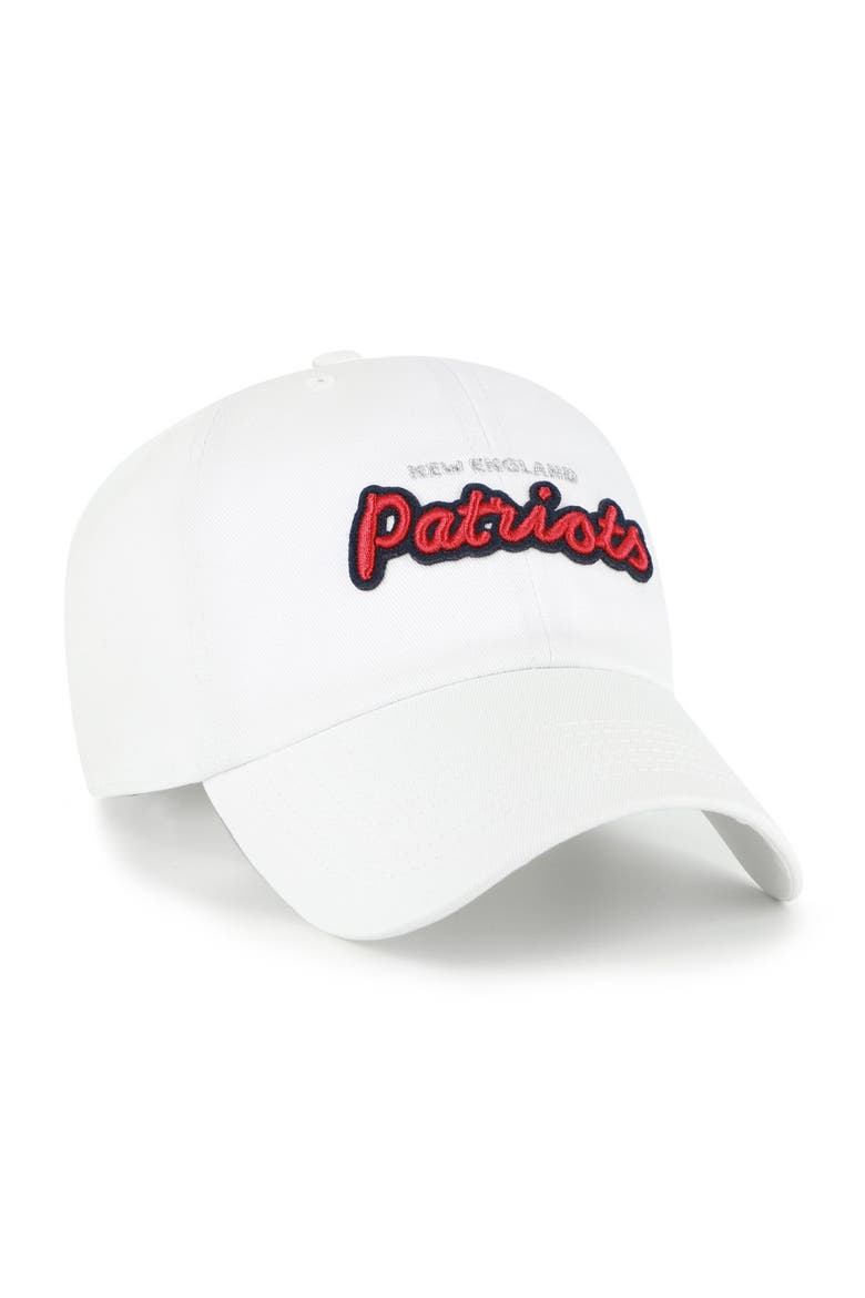 Women's '47  White New England Patriots Trendy Script Clean Up Adjustable Hat, Alternate, color, White