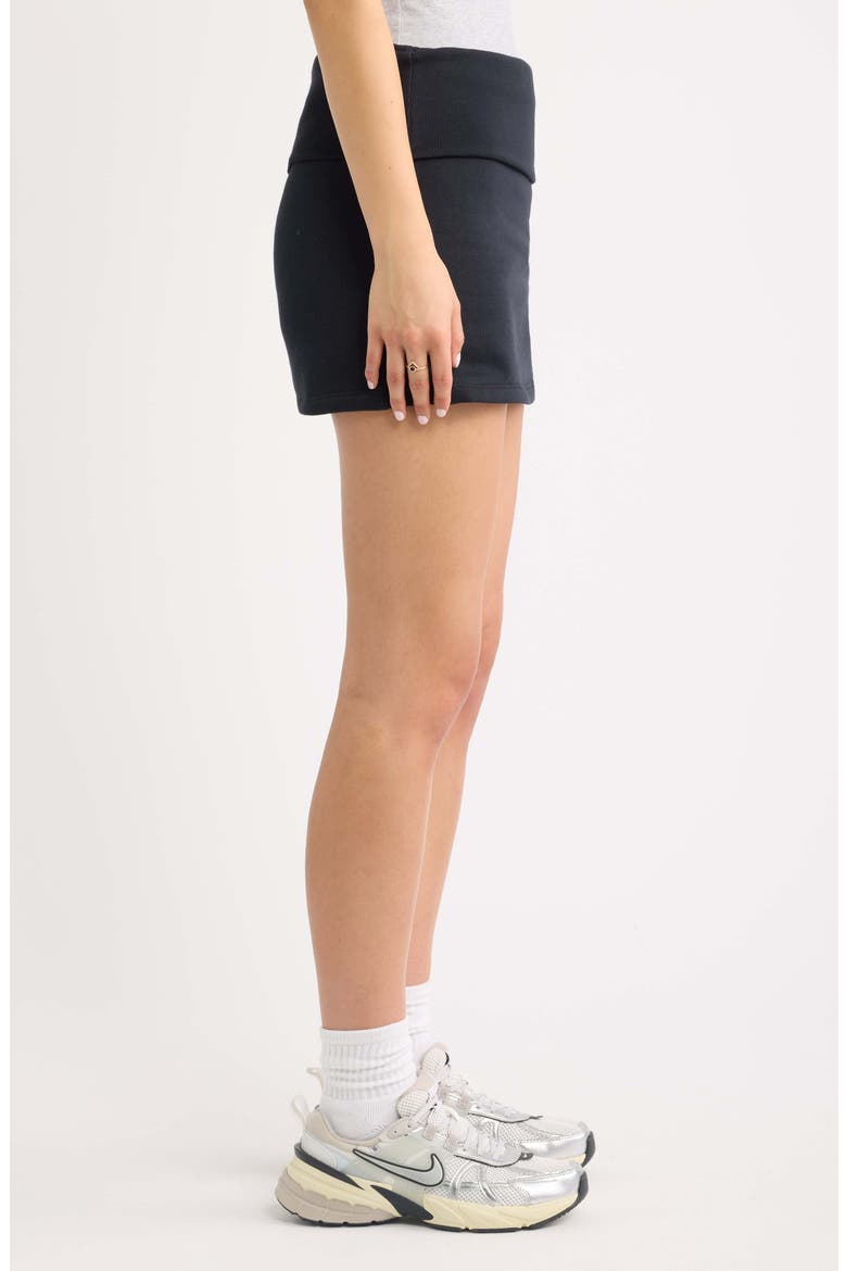 Foldover Fleece Miniskort, Alternate, color, BLACK JET