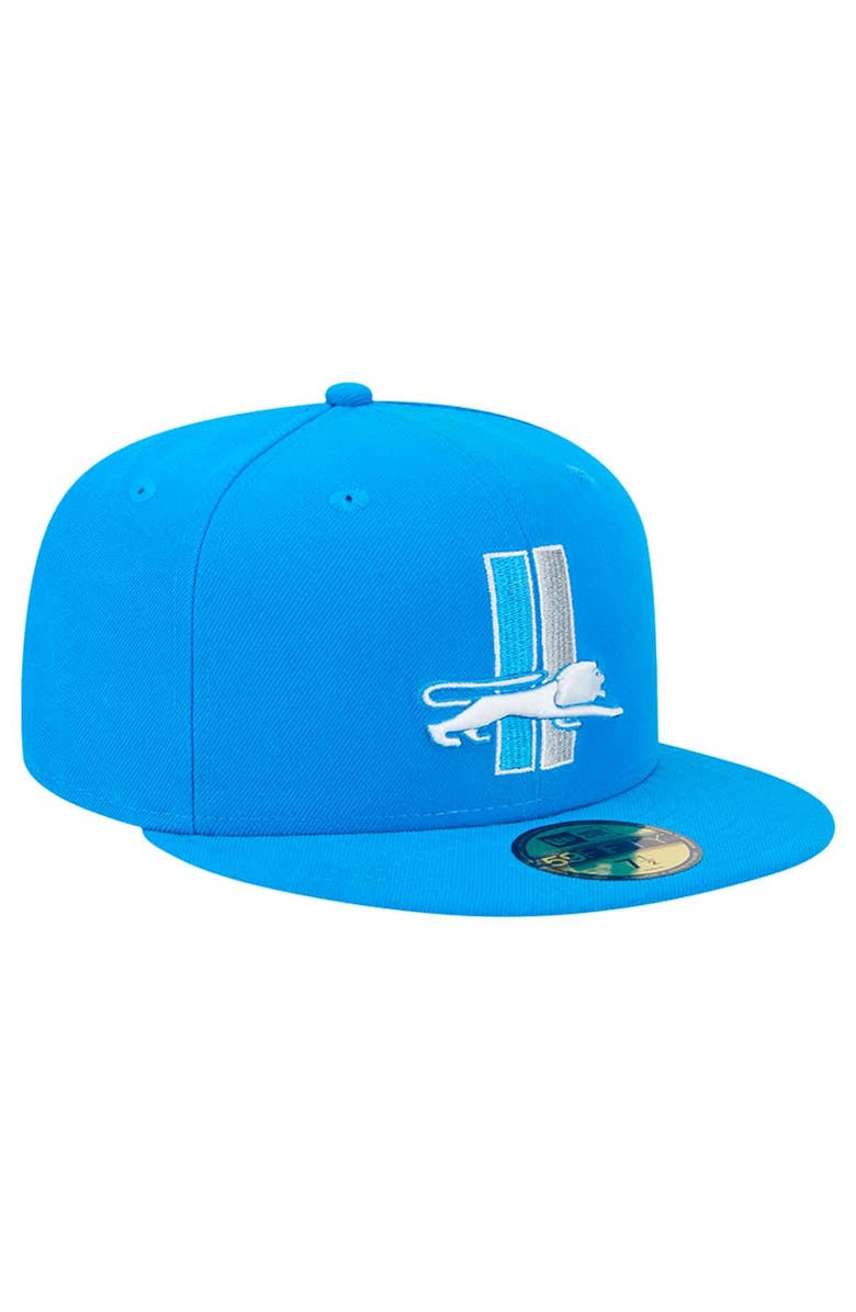 New Era Men's New Era Blue Detroit Lions Omaha Throwback 59FIFTY Fitted Hat, Alternate, color, Blue