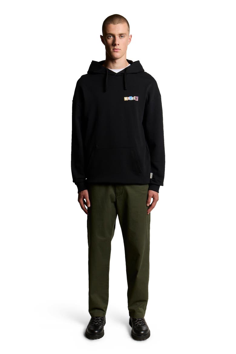 Bold Letters Long Sleeve Graphic Hoodie, Main, color, Jet Black