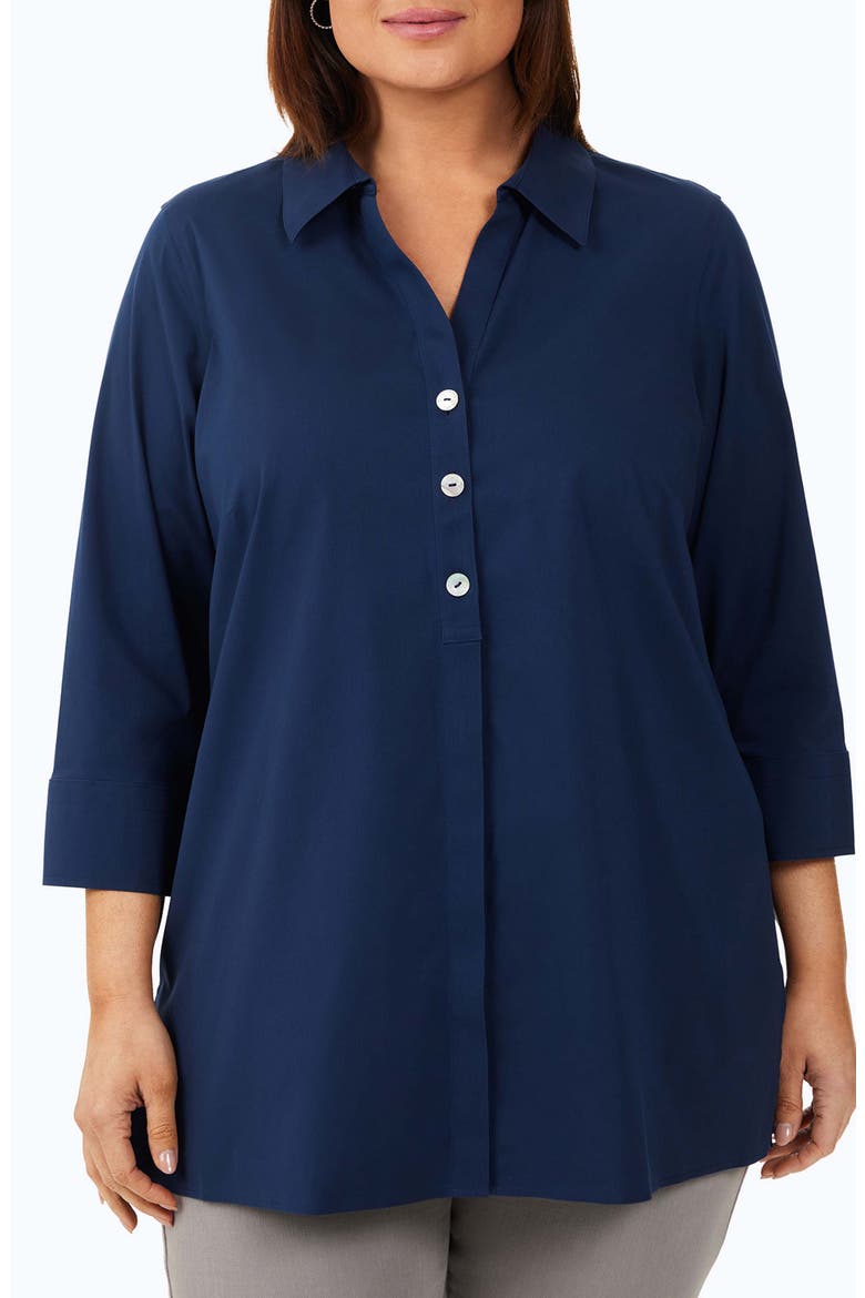 Pamela Non-Iron Stretch Tunic Blouse, Main, color, NAVY