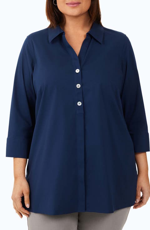 Pamela Non-Iron Stretch Tunic Blouse (Plus Size)