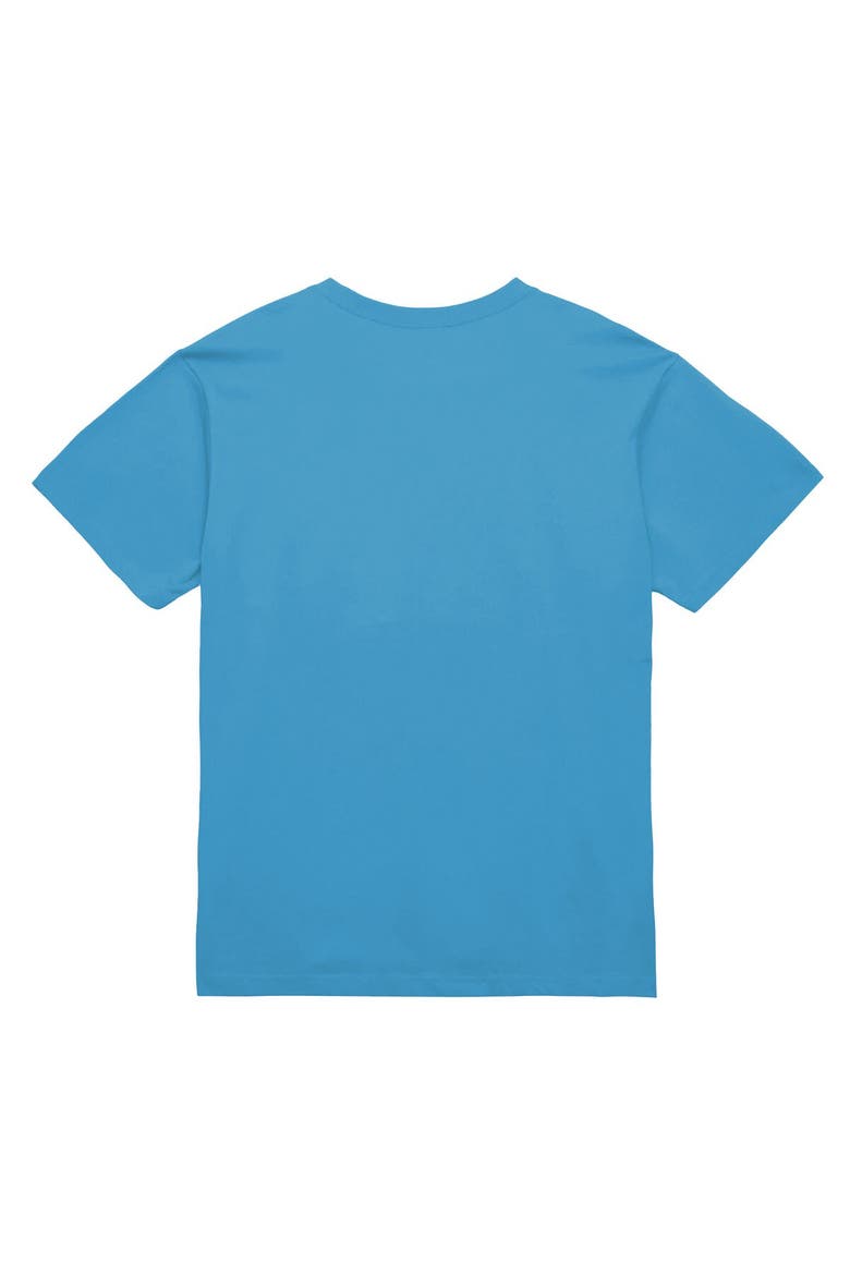 Men's Mitchell & Ness Light Blue New York Knicks Hardwood Classics Arctic Sunset Neon Retro Logo T-Shirt, Alternate, color, Light Blue