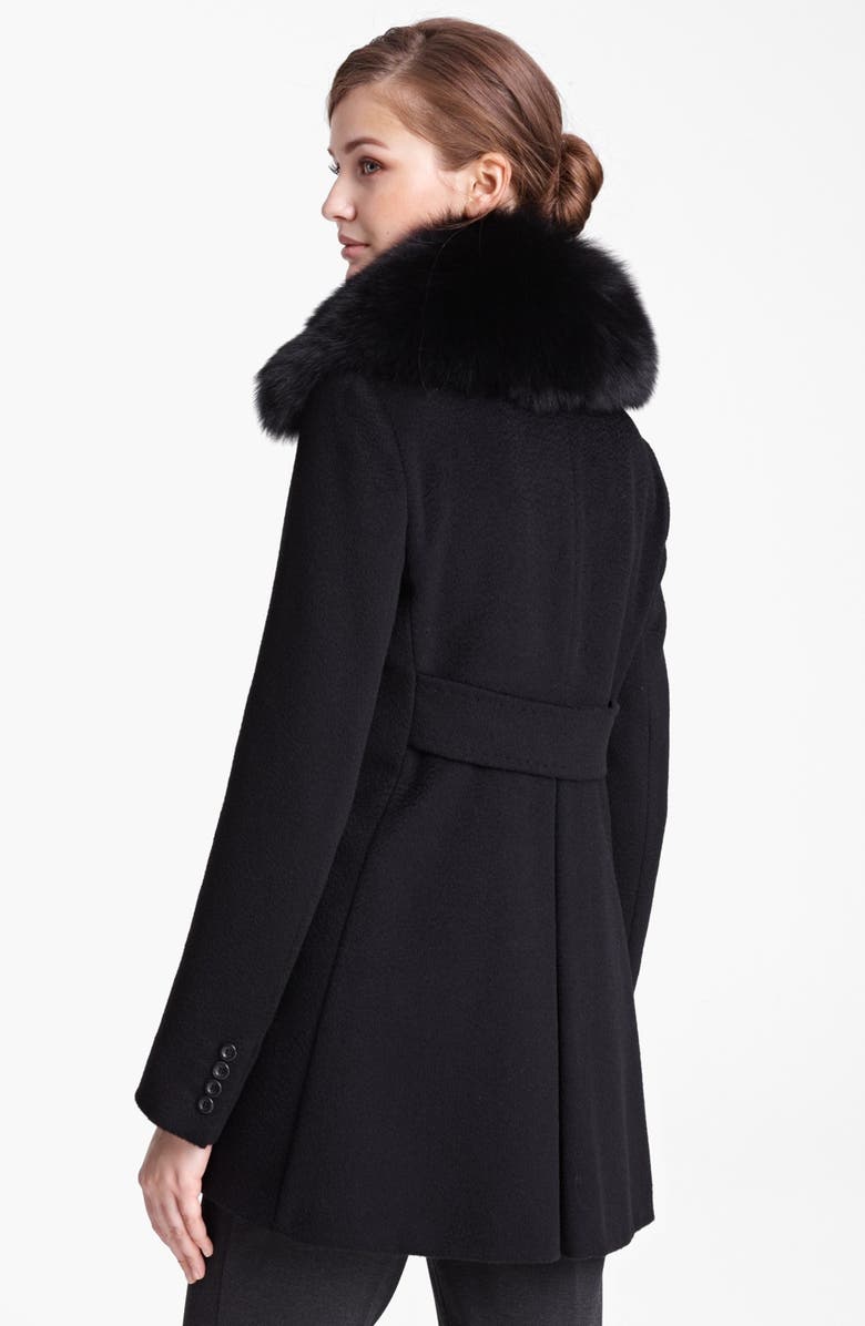 Max Mara Camel's Hair Swing Coat with Genuine Fur Collar, Alternate, color,