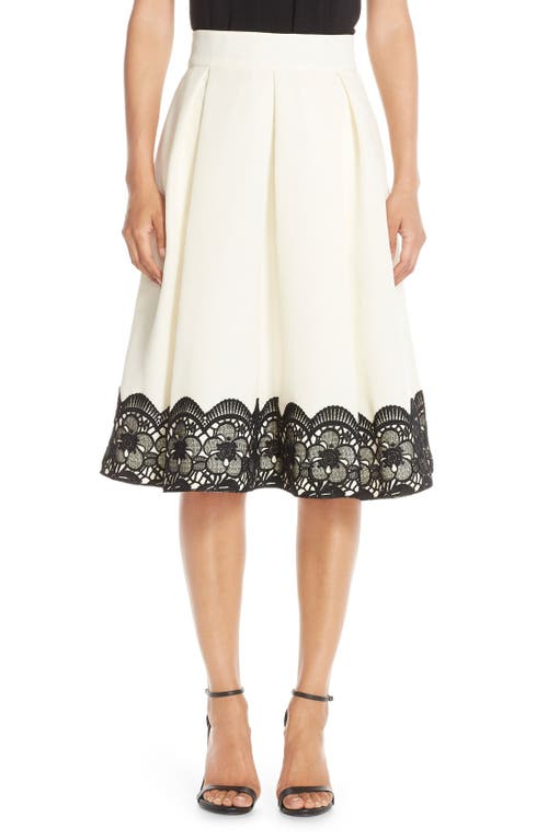 Eliza J Lace & Faille Midi Skirt In White