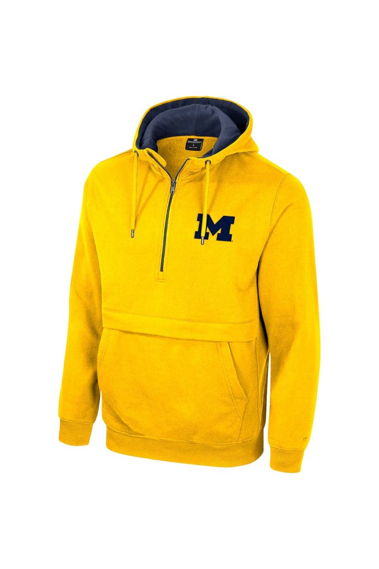 Men's Colosseum Maize Michigan Wolverines Half-Zip Hoodie, Alternate, color, Maize