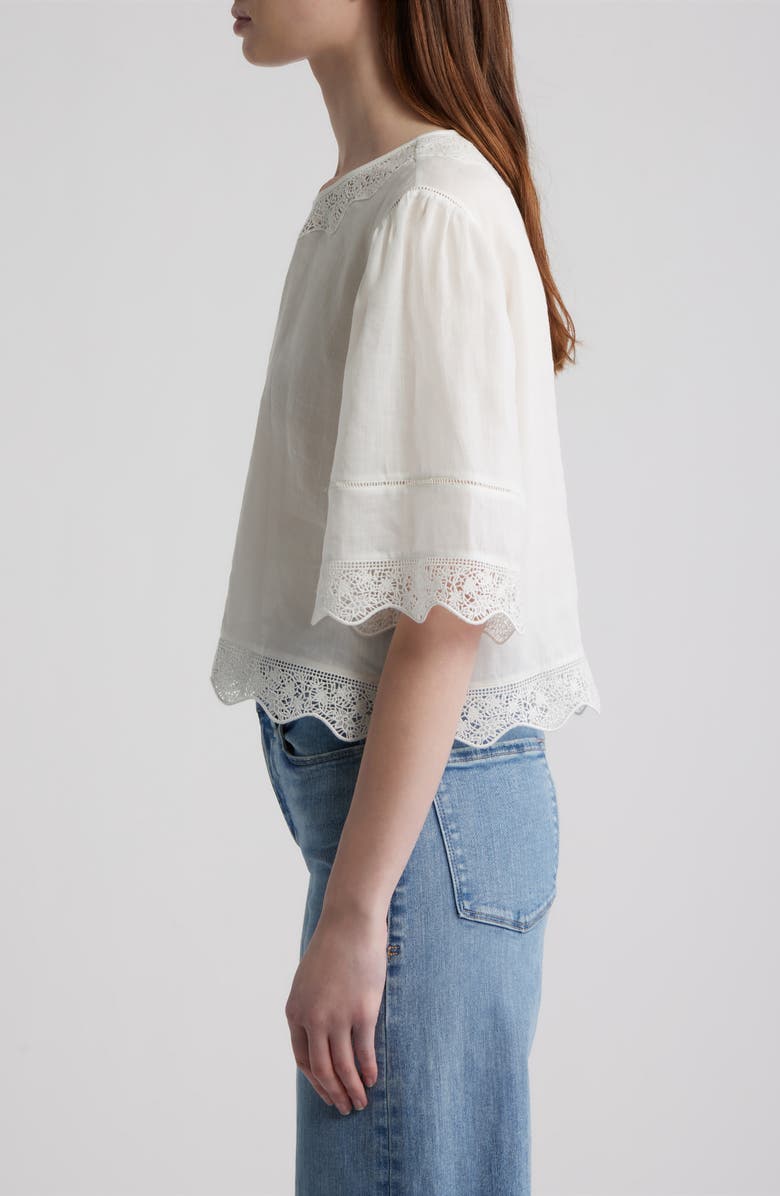 FRAME The Embroidered Ramie Top, Alternate, color, White