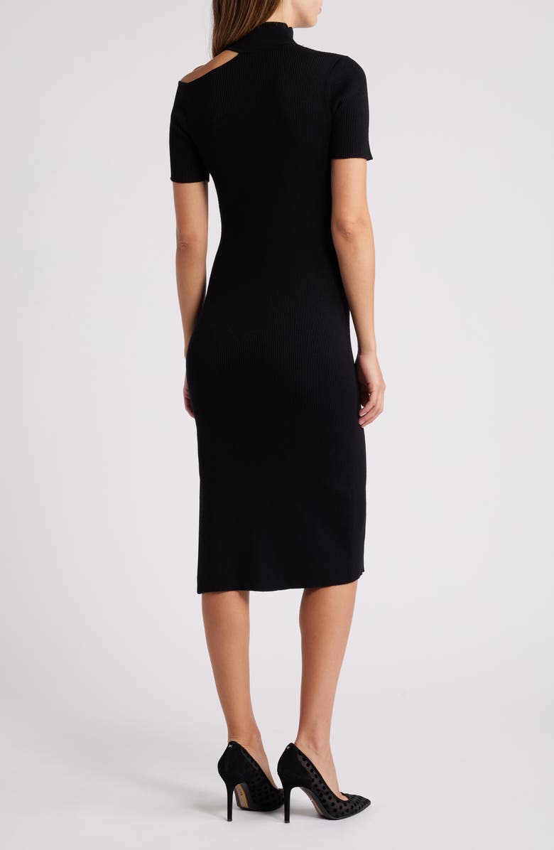 Sam Edelman Cutout Shoulder Rib Sweater Dress, Alternate, color, Black