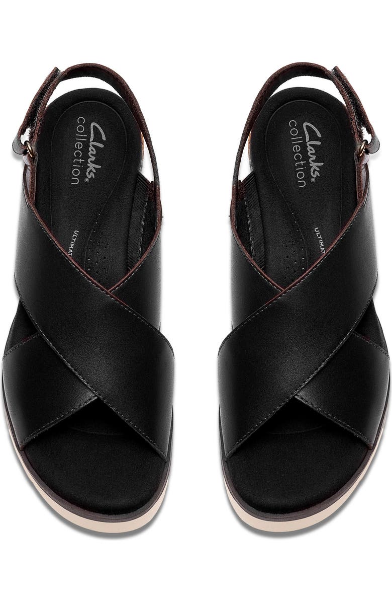 Clarks<sup>®</sup> Diaz Cross Strap Wedge Sandal, Alternate, color, Black Leather