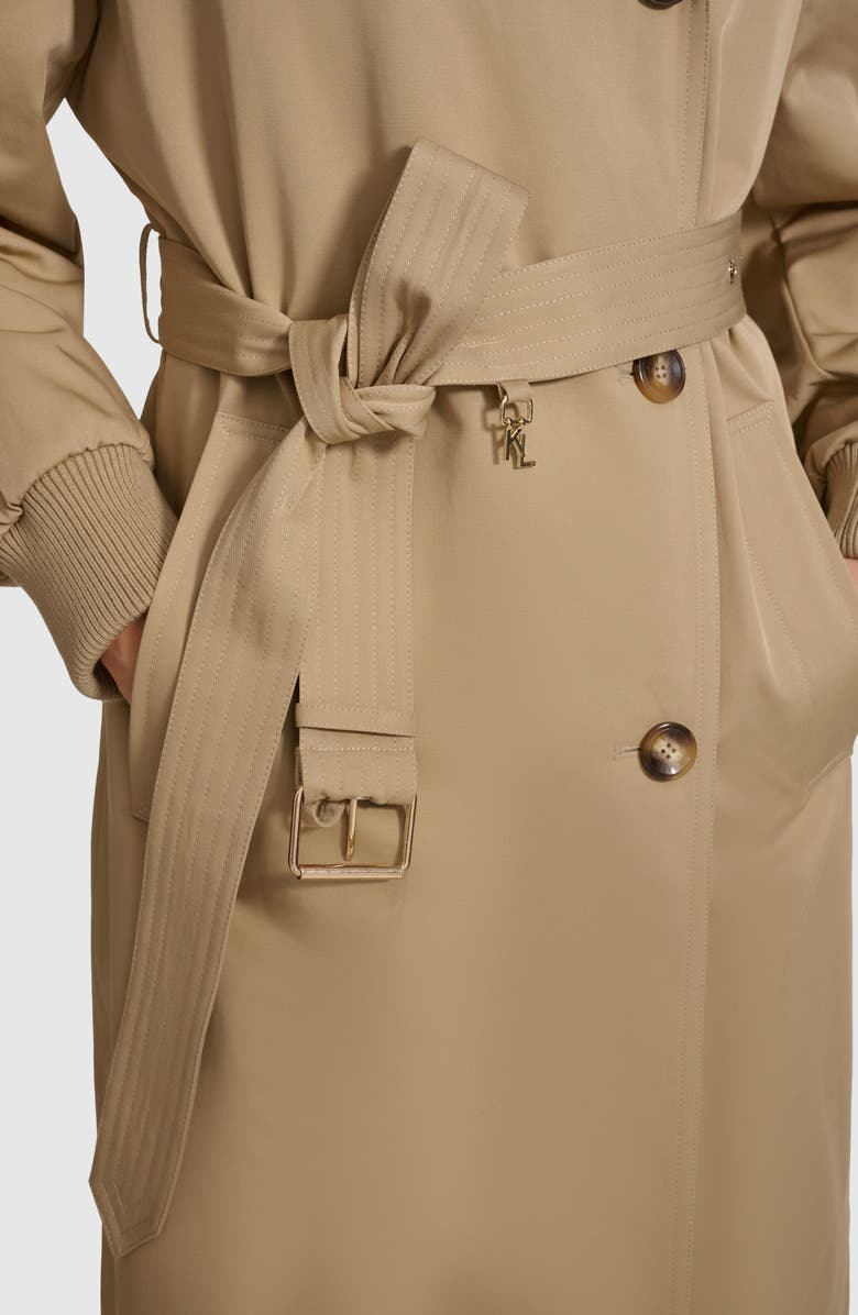 KARL LAGERFELD PARIS Double Breasted Gabardine Trench Coat, Alternate, color,