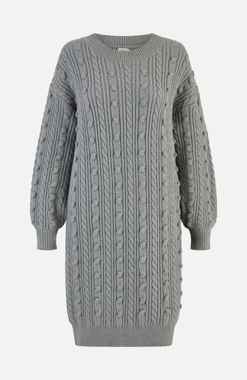Yumi Cable Knit Tunic Dress In Gray