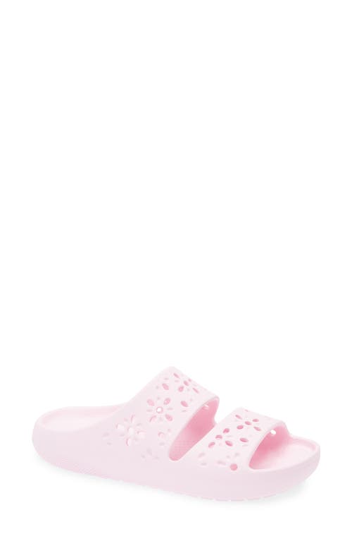 Crocs Classic Floral Cutout Slide Sandal In Pink