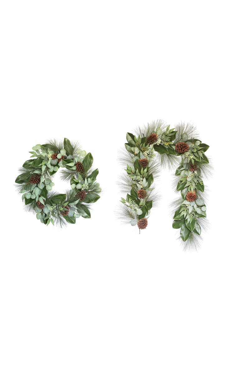 CG Hunter 6' Magnolia, Eucalyptus, Pinecone, & Needle Pine Garland, Main, color, Green