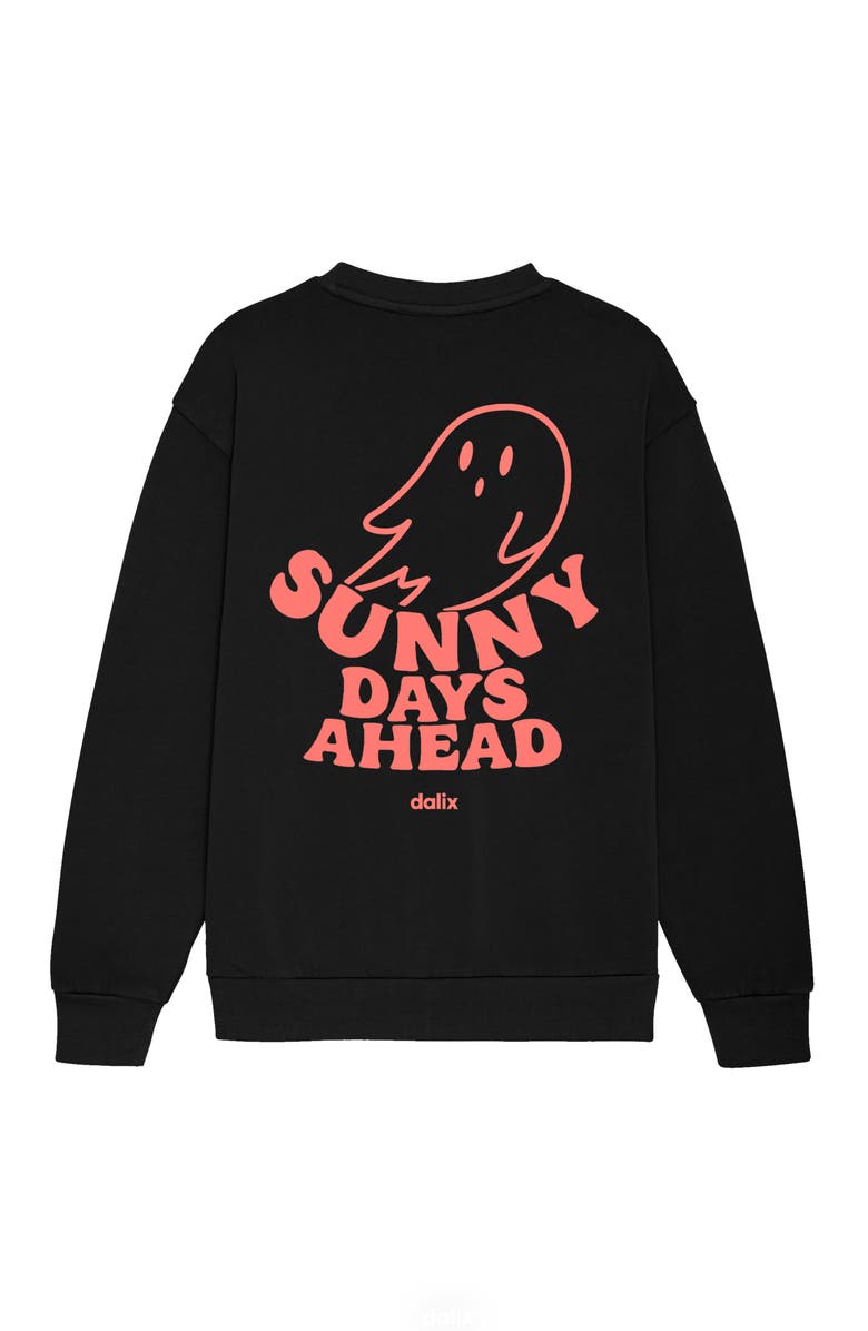 Dalix Sunny Days Ghost  Fleece Sweatshirt, Alternate, color, Black