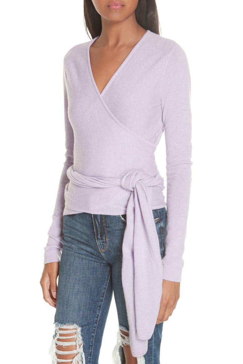 Cashmere Wrap Sweater, Alternate, color, LAVENDER