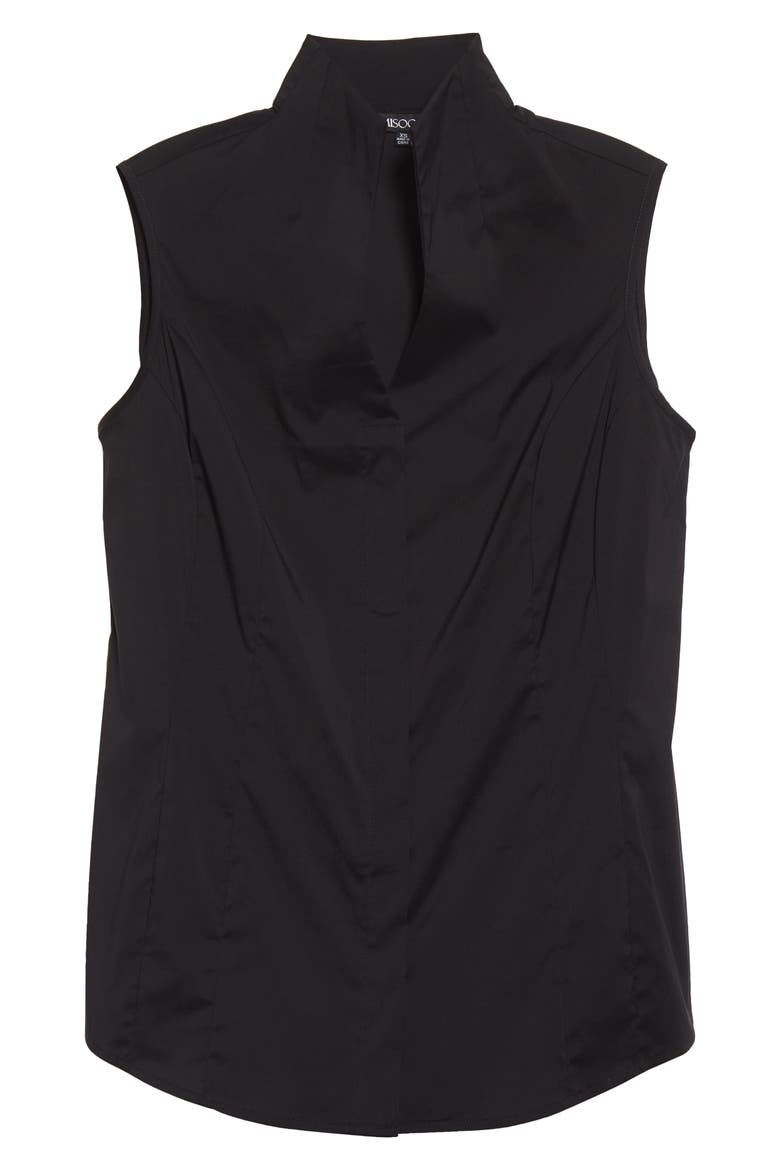 Sleeveless Stand Collar Blouse, Alternate, color, BLACK