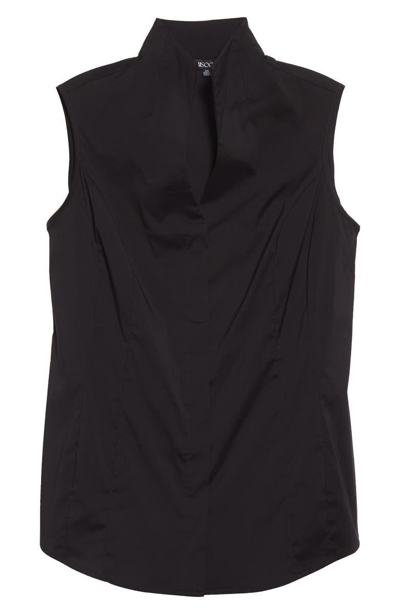 Misook Sleeveless Stand Collar Blouse, Alternate, color, Black