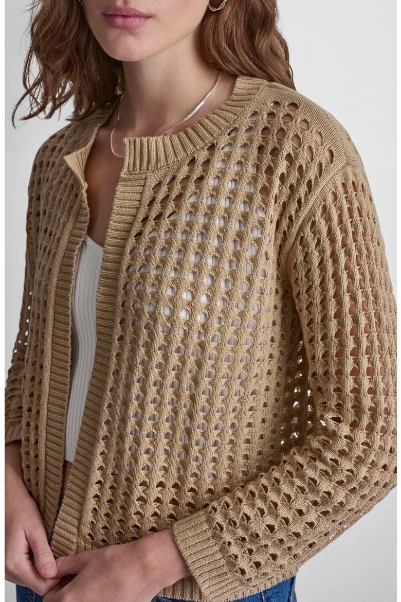 Open Stitch Cotton Cardigan, Alternate, color, TRAVERTINE