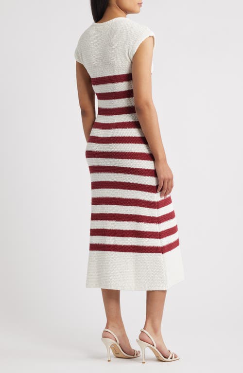 Zoe And Claire Placed Stripe Cotton Sweater Dress In Red