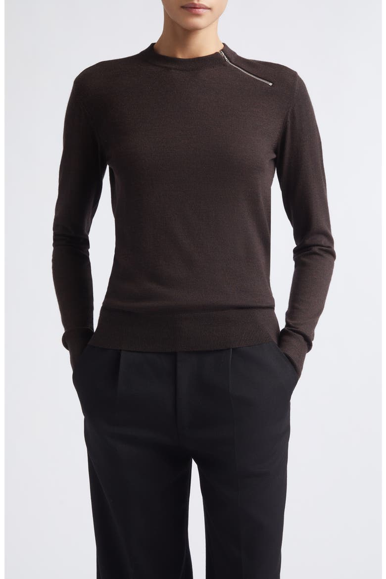 Bea Zip Virgin Wool Sweater, Main, color, ESPRESSO
