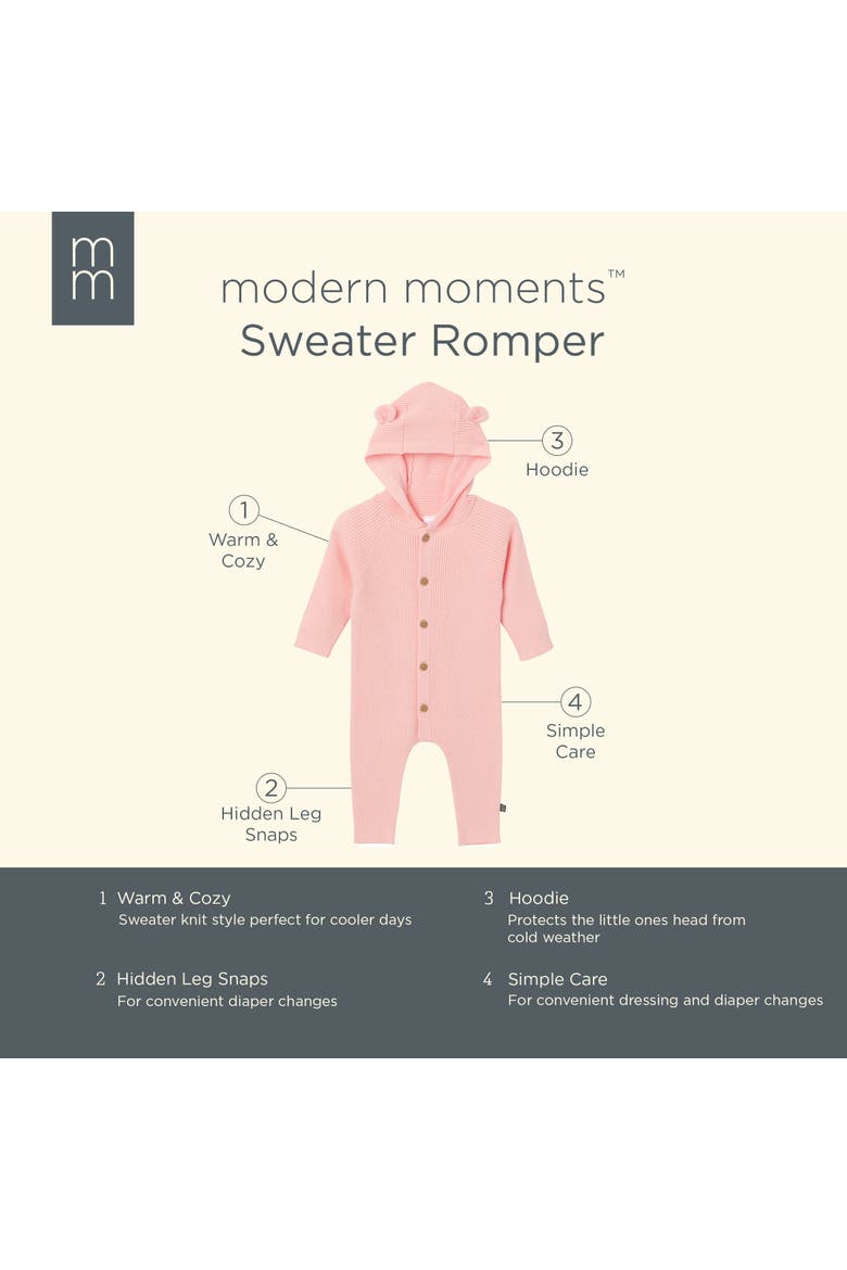 Hooded Sweater Romper, Alternate, color, Pink