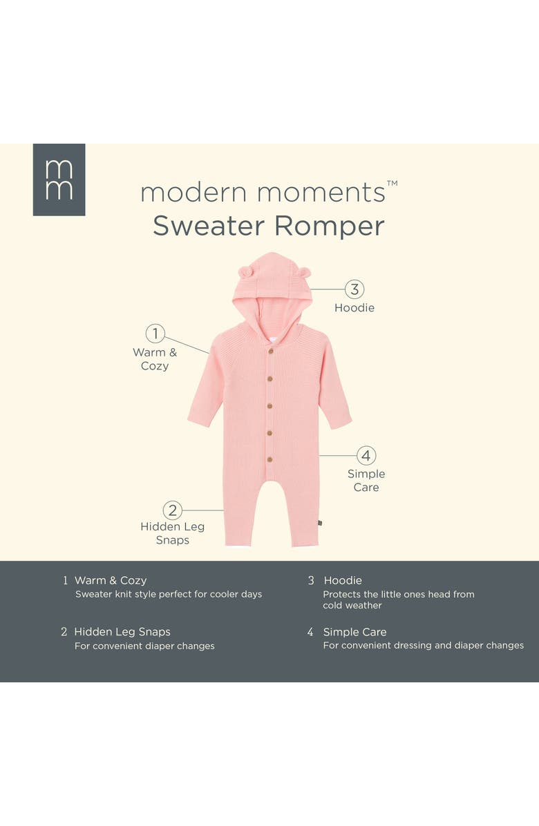 Modern Moments<sup>™</sup> by Gerber Hooded Sweater Romper, Alternate, color, Pink