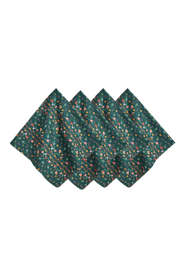Klara Set of 4 Cotton Napkins, Main, color, EVERGREEN