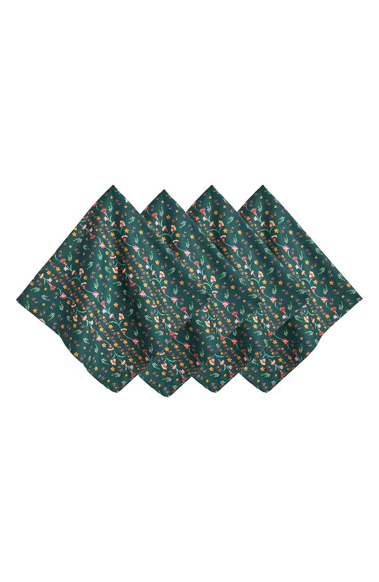 Juliska Klara Set of 4 Cotton Napkins, Main, color, Evergreen