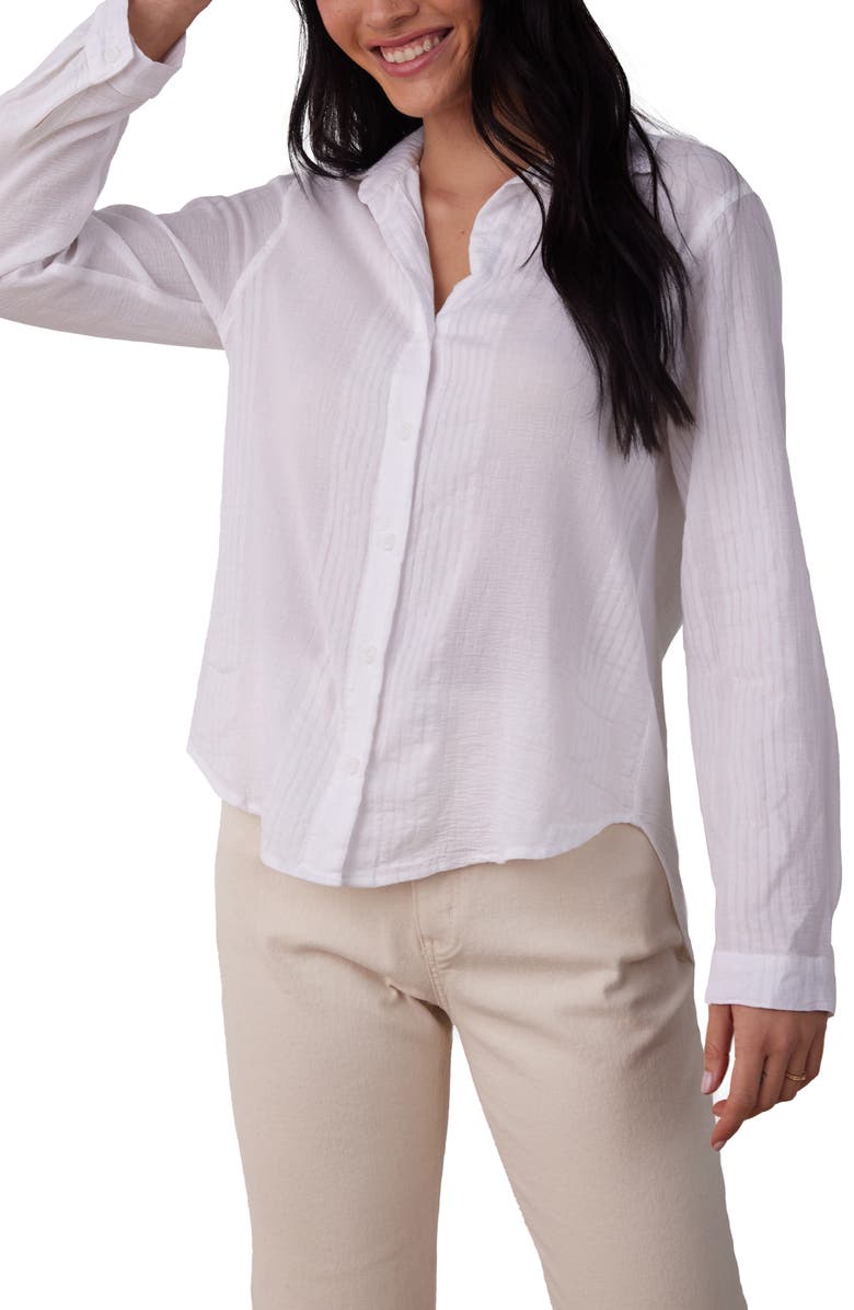 Bella Dahl Tonal Stripe Cotton & Linen Button-Up Shirt, Main, color, 