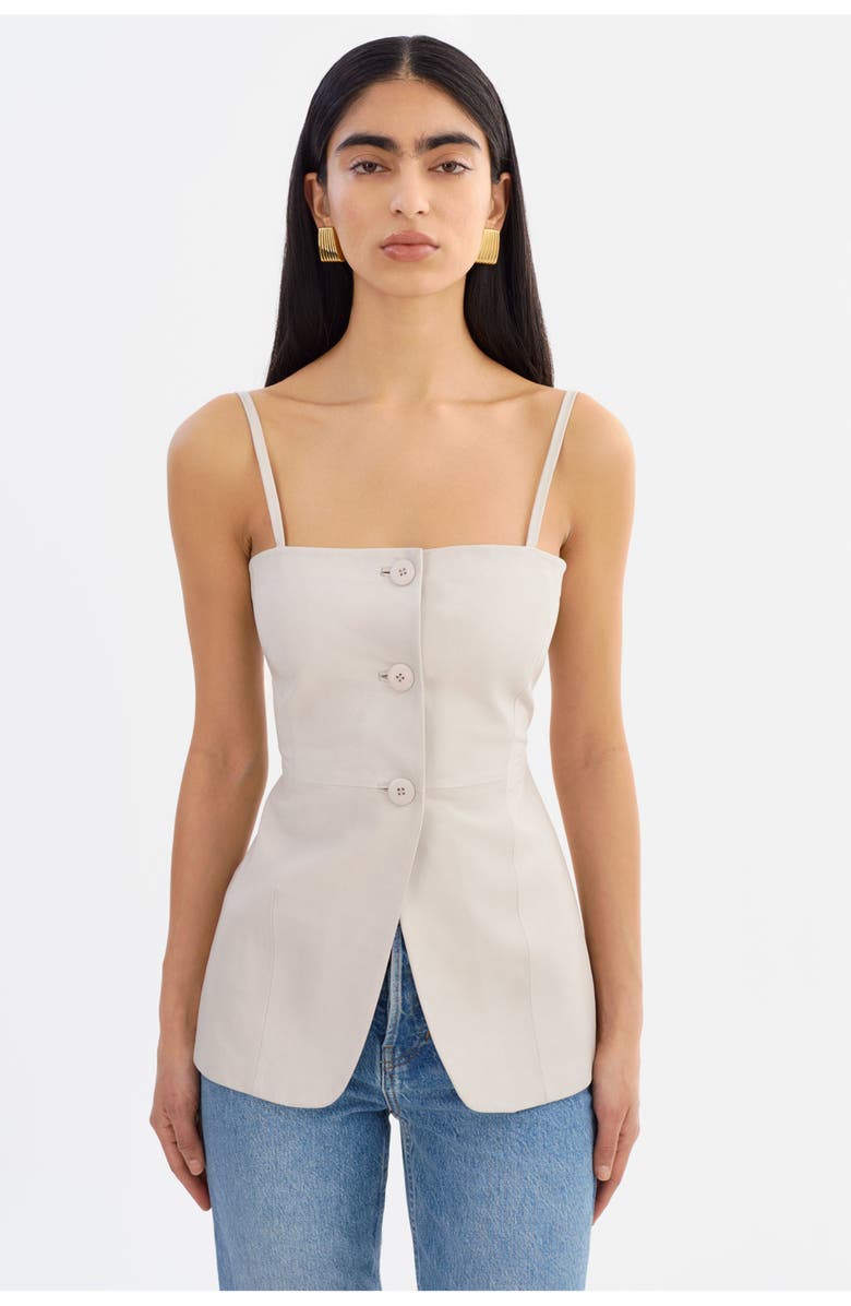 LAMARQUE MILANA | Leather Bustier Top, Main, color, Whisper White